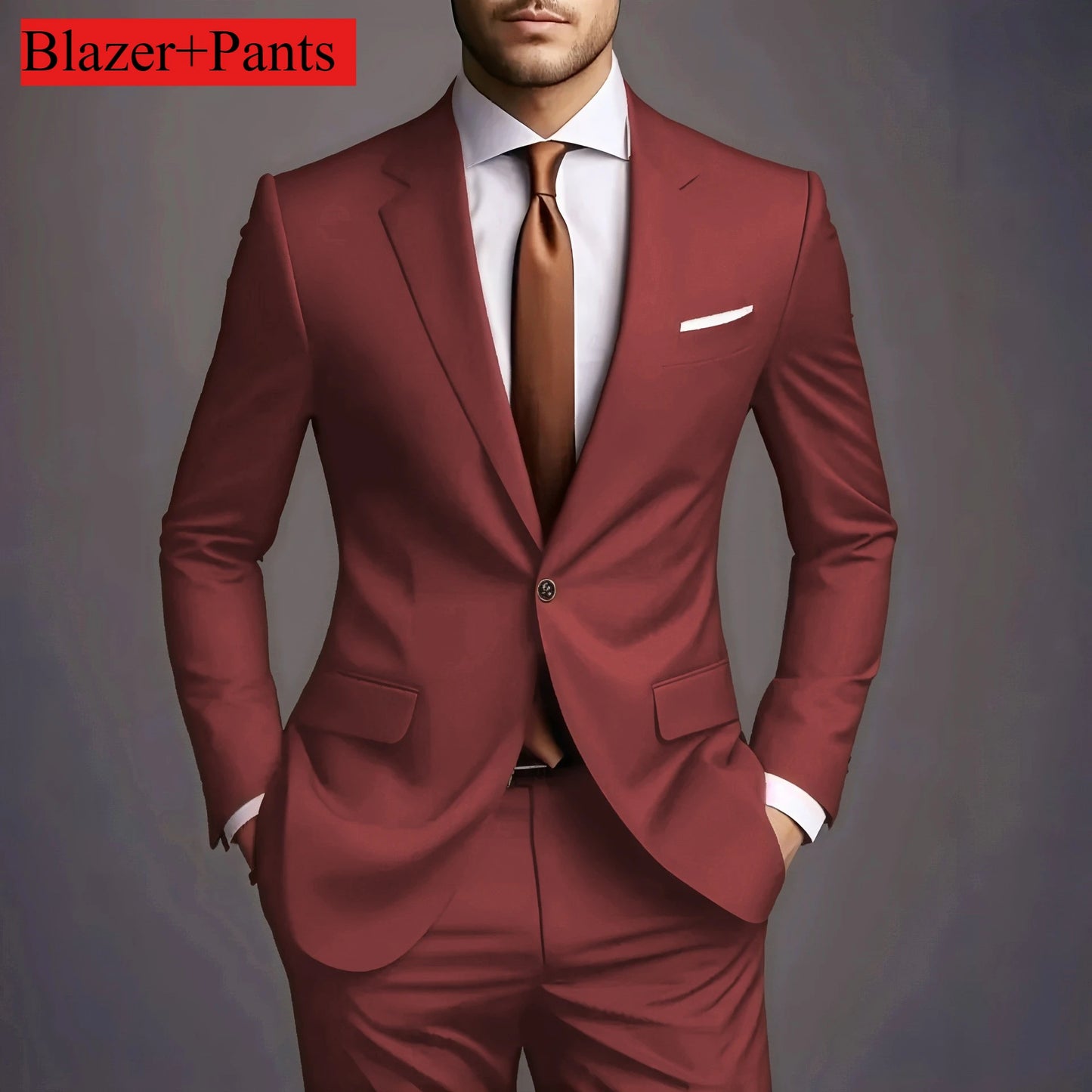 Fashion Korean Style Men’s Suit – Elegant 2-Piece Slim Fit Wedding Tuxedo