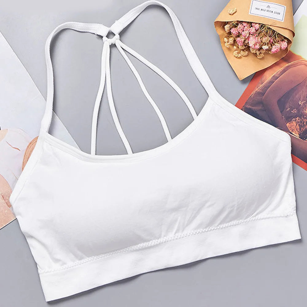Women’s Seamless Sports Bra – Yoga & Fitness Crop Top with Wide Letter Straps