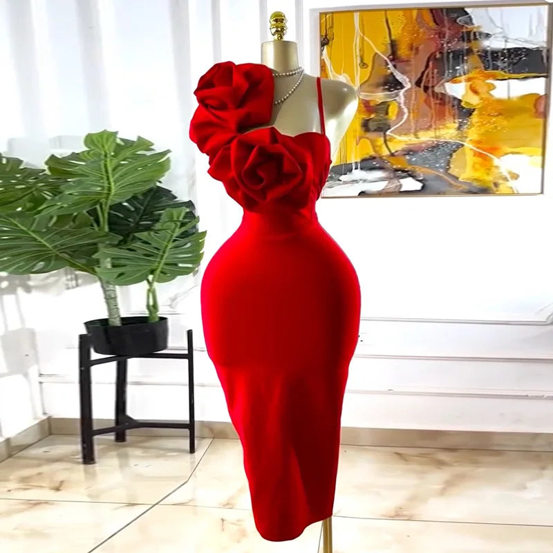 CM.YAYA Summer Floral Applique Midi Dress – Sexy Sleeveless Holiday & Birthday Party Dress