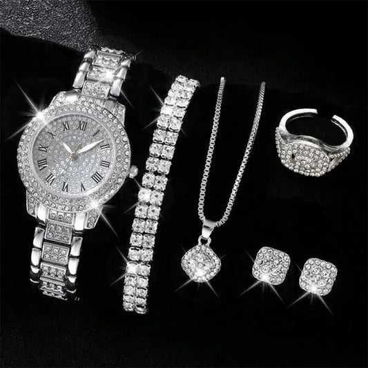 Stylish Women’s Alloy Watch with Rhinestones – Elegant Quartz Timepiece