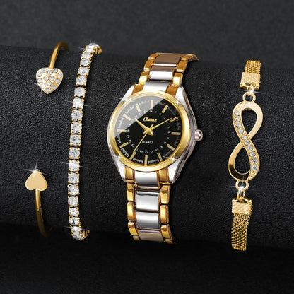 4pcs Fashion Watches Bracelets Set , Another accessible watch & bracelet set choice.