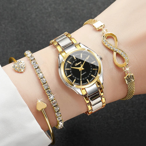 4pcs Fashion Watches Bracelets Set , Another accessible watch & bracelet set choice.