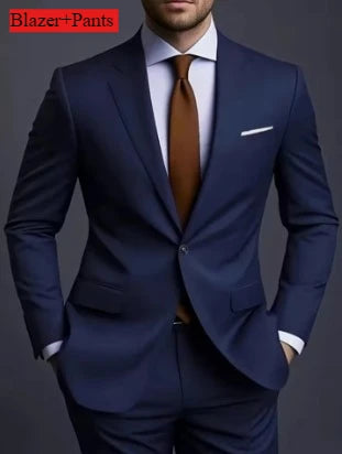 Fashion Korean Style Men’s Suit – Elegant 2-Piece Slim Fit Wedding Tuxedo