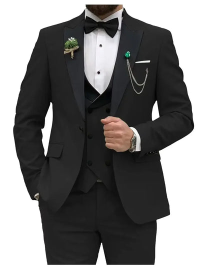 Classic Blue Men’s Suit – Slim Fit Double-Breasted 3 Piece Tuxedo Set