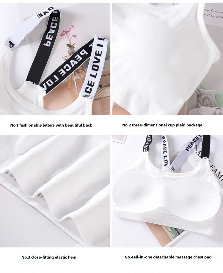 Women’s Seamless Sports Bra – Yoga & Fitness Crop Top with Wide Letter Straps