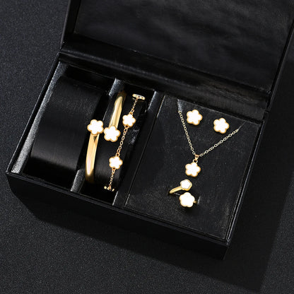 Fashion Flower Jewelry Set – Complete 5-Piece Accessories for Women