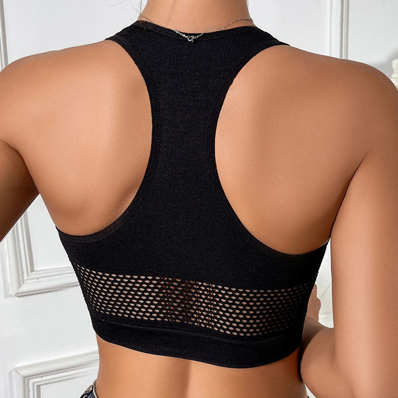 .Fashion Fishnet Crop Tank Top – Women’s Hollow-Out Sexy Casual Top