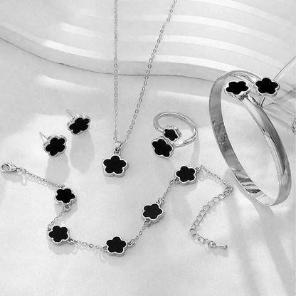 Fashion Flower Jewelry Set – Complete 5-Piece Accessories for Women