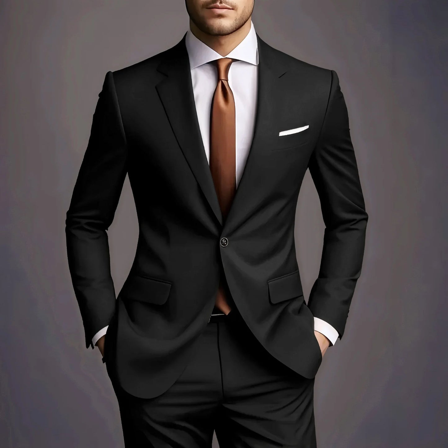 Fashion Korean Style Men’s Suit – Elegant 2-Piece Slim Fit Wedding Tuxedo